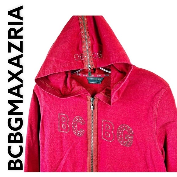 BCBGMAXAZRIA Y2K Red Rhinestone Logo 2 Piece Track Suit, Size Large - Picture 2 of 15